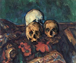 Three Skulls on an Oriental Rug | Cezanne | Gemälde Reproduktion