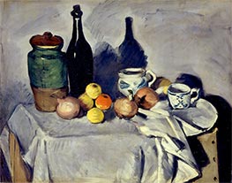 Stilleben (Früchte und Geschirr), c.1869/71 von Cezanne | Leinwand Kunstdruck
