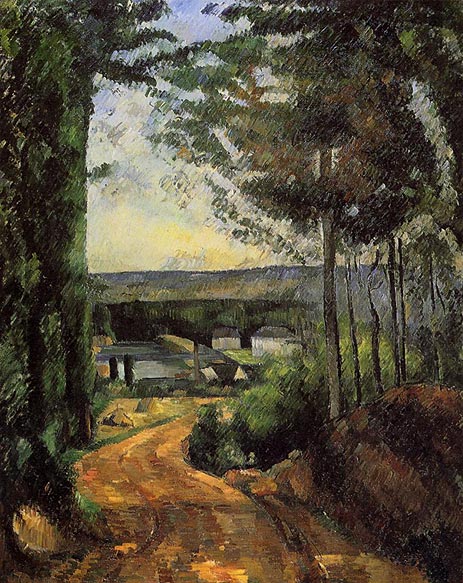 Road, Trees and Lake, 1880 by Cezanne | Canvas Print