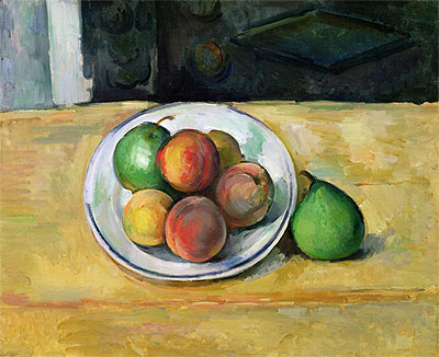 Strill Life with Peaches and Two Green Pears, c.1883/87 | Cezanne | Giclée Leinwand Kunstdruck