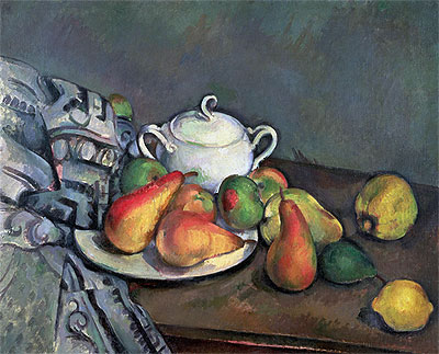 Sugarbowl, Pears and Tablecloth, c.1893/94 | Cezanne | Giclée Canvas Print