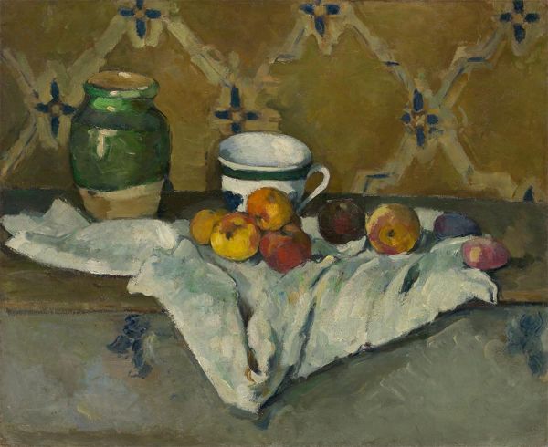 Still Life with Jar, Cup, and Apples, c.1877 | Cezanne | Giclée Canvas Print