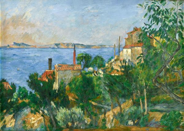 Das Meer in L'Estaque, 1876 | Cezanne | Giclée Leinwand Kunstdruck