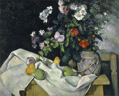 Stilleben mit Blumen und Früchten, c.1890 | Cezanne | Giclée Leinwand Kunstdruck