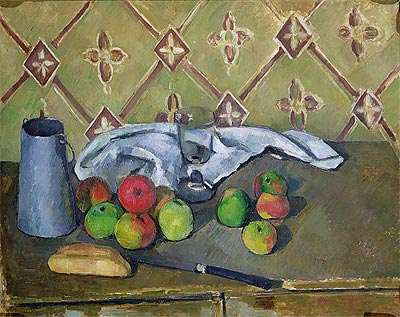 Äpfel, Serviette und Milchkanne, c.1880/81 | Cezanne | Giclée Leinwand-Kunstdruck