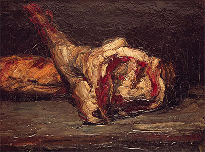 Still Life of a Leg of Mutton and Bread, 1865 | Cezanne | Giclée Leinwand Kunstdruck