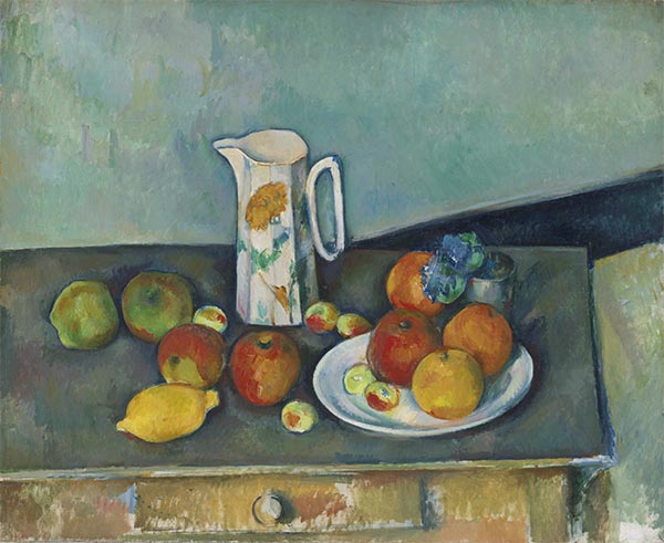 Still Life with Milkjug and Fruit, c.1886/90 by Cezanne | Canvas Print