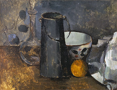 Still Life with Carafe, Milk Can, Coffee Bowl and Orange, c.1879/82 | Cezanne