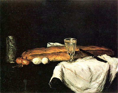 Still Life with Bread abd Eggs, 1865 | Cezanne | Giclée Leinwand Kunstdruck