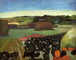Haystacks in Brittany (The Potato Field), 1890 by Gauguin | Canvas Print