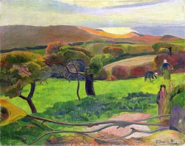 Breton Landscape - Fields by the Sea (Le Pouldu) | Gauguin | Gemälde Reproduktion