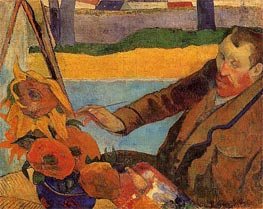 Portrait of Vincent van Gogh Painting Sunflowers, 1888 by Gauguin | Canvas Print