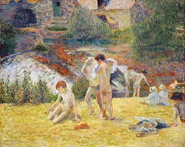 Boys from Britanny Bathing (Bath next to the mill in the Bois d'Amour), 1886 von Gauguin | Leinwand Kunstdruck