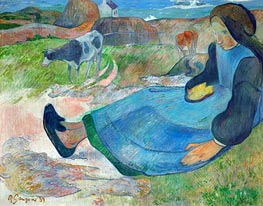 The Cowherd (Young Woman from Brittany), 1889 von Gauguin | Leinwand Kunstdruck