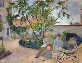 Garden in Vaugirard (The Artist's Family in the Garden in rue Carcel, Paris), 1881 von Gauguin | Leinwand Kunstdruck