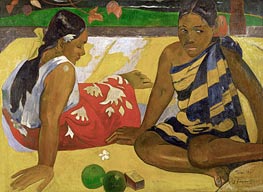 Parau Api (Gibt's was Neues), 1892 von Gauguin | Leinwand Kunstdruck