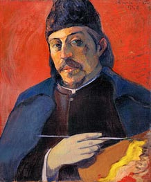 Self Portrait with Palette | Gauguin | Gemälde Reproduktion