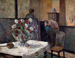 Still Life with Flowers (Interior of the Artist's Apartment on Rue Carcel, Paris), n.d. von Gauguin | Leinwand Kunstdruck