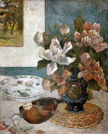 Still life with Peonies and Mandolin, 1885 by Gauguin | Canvas Print