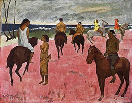 On Horseback at Seashore, 1902 von Gauguin | Leinwand Kunstdruck