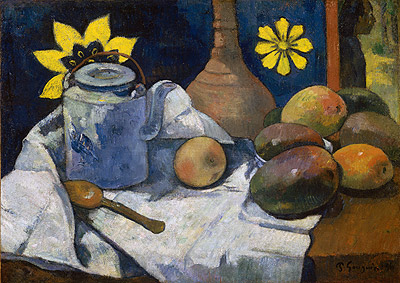 Still Life with Teapot and Fruit, 1896 | Gauguin | Giclée Leinwand Kunstdruck