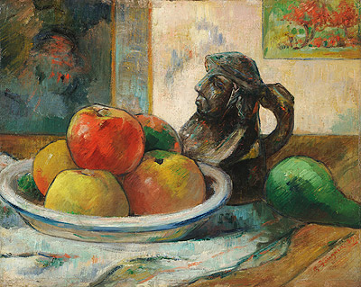 Still Life with Apples, Pear and Ceramic Jug, 1889 | Gauguin | Giclée Leinwand Kunstdruck
