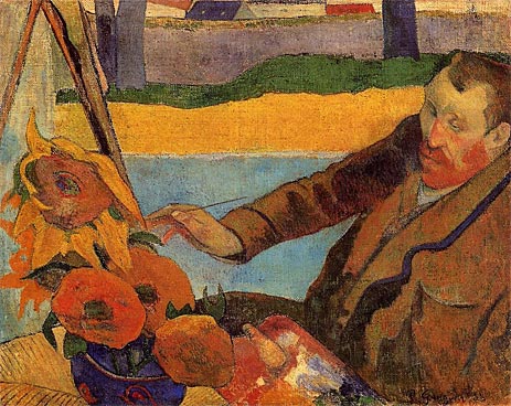 Van Gogh malt Sonnenblumen, 1888 | Gauguin | Giclée Leinwand Kunstdruck