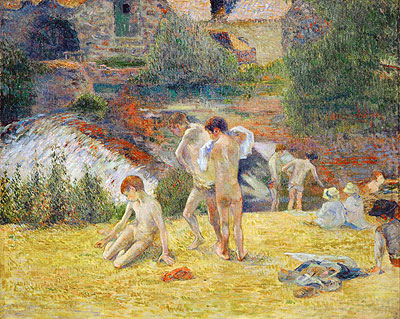 Boys from Britanny Bathing (Bath next to the mill in the Bois d'Amour), 1886 | Gauguin | Giclée Leinwand Kunstdruck