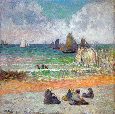 The Beach at Dieppe (The Bathers), 1885 | Gauguin | Giclée Leinwand Kunstdruck
