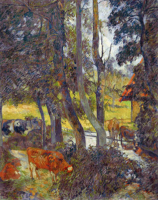 Landscape in Normandy with Pond, 1885 | Gauguin | Giclée Leinwand Kunstdruck