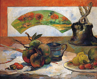 Still Life with Fruits and Fan, 1888 | Gauguin | Giclée Leinwand Kunstdruck