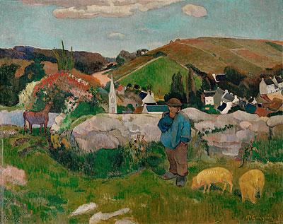 The Swineherd (Peasants with Pigs), 1888 | Gauguin | Giclée Canvas Print