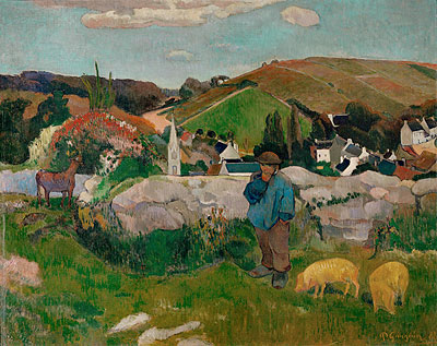 The Swineherd (Peasants with Pigs), 1888 | Gauguin