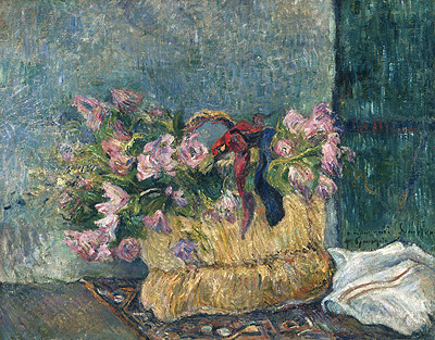 Still Life with Moss Roses in a Basket, 1886 | Gauguin | Giclée Leinwand Kunstdruck