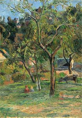 An Orchard under the Church of Bihorel, 1884 | Gauguin | Giclée Leinwand Kunstdruck