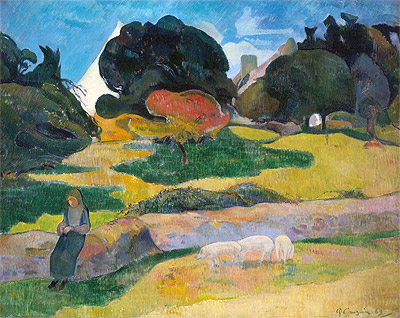 Gauguin | Girl Herding Pigs, 1889 | Giclée Canvas Print