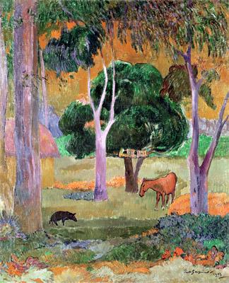 Dominican Landscape or, Landscape with a Pig and Horse, 1903 | Gauguin | Giclée Canvas Print