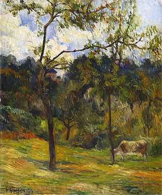 Normandy Landscape: Cow in a Meadow, 1884 | Gauguin | Giclée Leinwand Kunstdruck