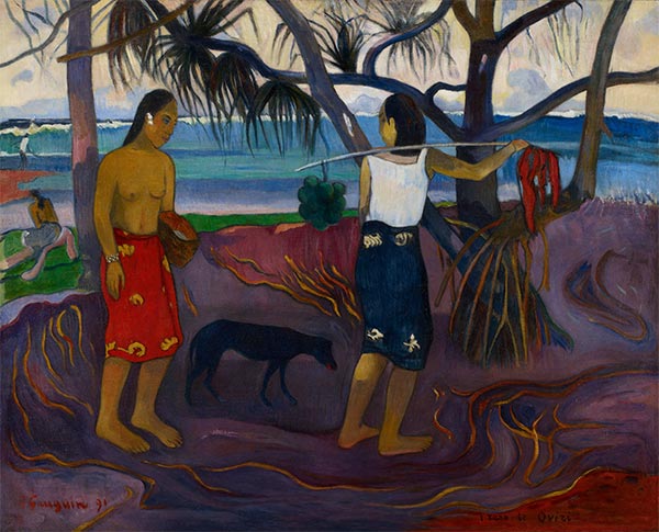 Gauguin | I Raro Te Oviri (Under the Pandanus), 1891 | Giclée Leinwand Kunstdruck