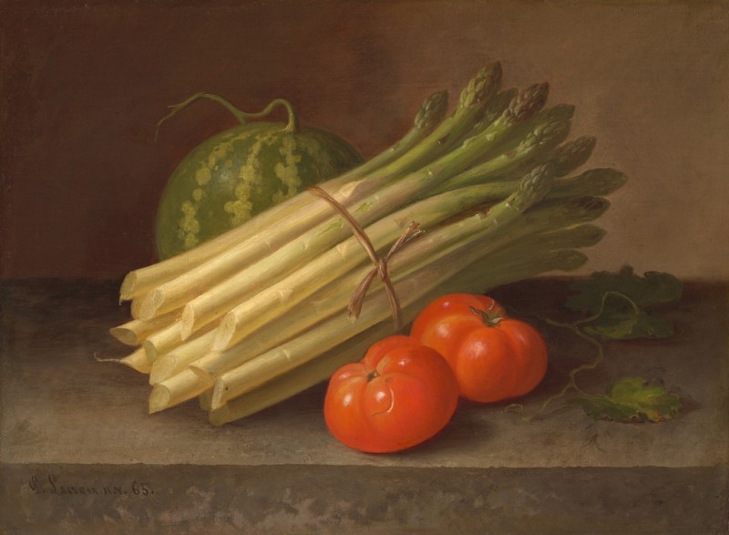 Asparagus, Tomatoes, and a Squash, 1865 | Paul Lacroix | Giclée Canvas Print