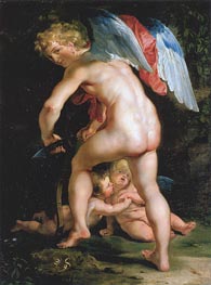 Amor schnitzt den Bogen, 1614 von Rubens | Leinwand Kunstdruck