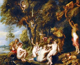 Diana's Nymphs Surprised by Satyrs, 1639 von Rubens | Leinwand Kunstdruck
