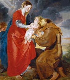 The Virgin Presents the Infant Jesus to Saint Francis, 1618 by Rubens | Canvas Print