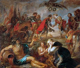 Begegnung König Ferdinands von Ungarn mit dem Kardinalinfanten Ferdinand vor der Schlacht bei Nördlingen, c.1634/35 von Rubens | Leinwand Kunstdruck