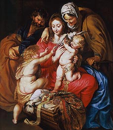 The Holy Family with St. Elizabeth, St. John and a Dove, c.1609 von Rubens | Leinwand Kunstdruck