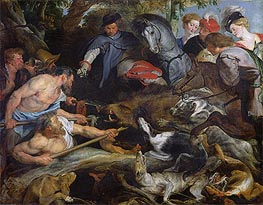 Hunting a Wild Boar, c.1615/16 by Rubens | Canvas Print