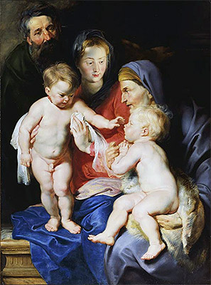 The Holy Family with Elizabeth & John the Baptist, c.1614/15 | Rubens | Giclée Leinwand Kunstdruck