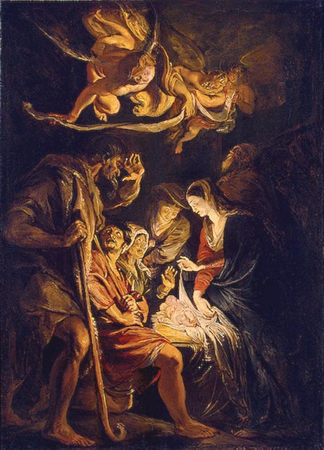 Anbetung der Hirten (Die Nacht), 1608 | Rubens | Giclée Leinwand Kunstdruck