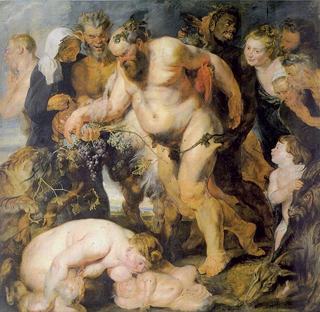 Drunken Bacchus and Satyrs (Silenus), c.1617/18 | Rubens | Giclée Leinwand Kunstdruck