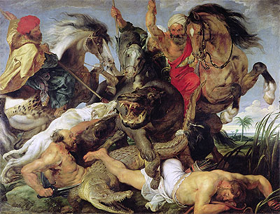 Hippopotamus and Crocodile Hunt, 1616 | Rubens
